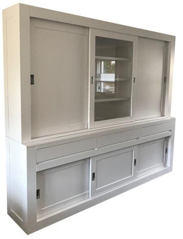 Buffetkast wit Vaassen greeploos 260cm dichte zijdeuren, Ophalen of Verzenden, Nieuw