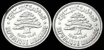 Libanon. 50 Piastres 1952 (Lote de 2 Moedas) (Zonder