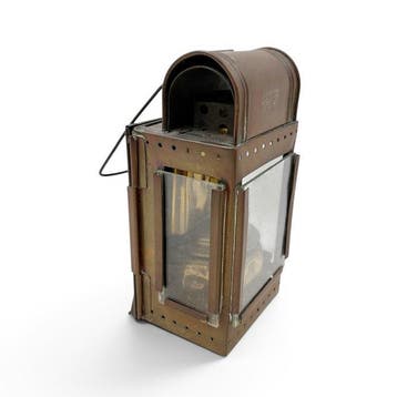 Olielamp - Oude olielamp - Glas, Messing - Koperen