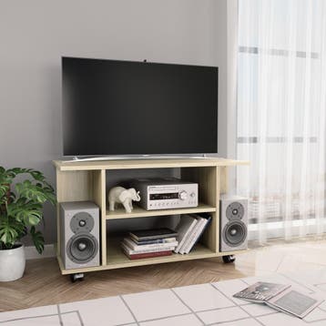vidaXL Tv-meubel met wieltjes 80x40x45 cm bewerkt hout, Huis en Inrichting, Kasten | Televisiemeubels, Verzenden, Nieuw, 50 tot 100 cm