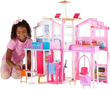 Barbie Herenhuis met Lift - 74cm | Laatste Stuk!, Kinderen en Baby's, Speelgoed | Poppenhuizen, Ophalen of Verzenden, Zo goed als nieuw