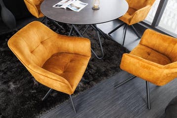 Design stoel LOFT mosterdgeel fluweel draaibaar zwart, Huis en Inrichting, Stoelen, Ophalen of Verzenden, Nieuw