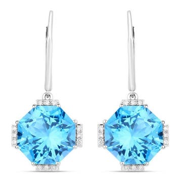 Oorbellen - 14 karaat Witgoud - 22.02ct. tw. Topaas -, Nieuw