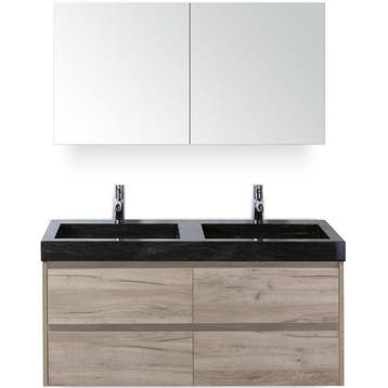 Dante Badmeubelset 120 cm - Craft Oak - Wastafel Hardsteen, Ophalen of Verzenden, Nieuw