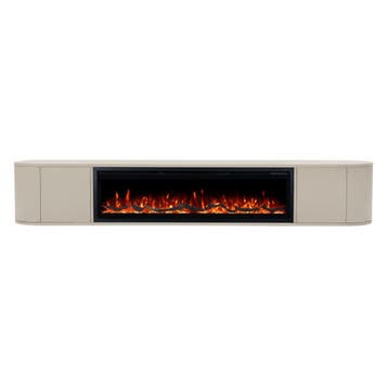 Nova haardmeubel curved zwevend beige 280 cm, Huis en Inrichting, Overige materialen, Nieuw, Ophalen of Verzenden, 200 cm of meer