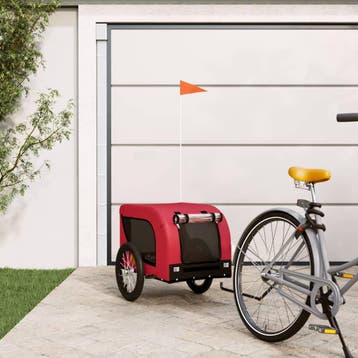 vidaXL Hondenfietstrailer oxford stof en ijzer rood en zwart, Verzenden, Nieuw