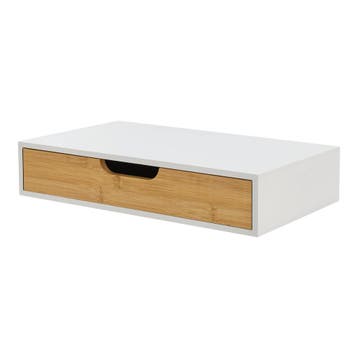 Wandplank met lade Bokn bamboe 40x24x8 cm wit [en.casa], Verzenden, Nieuw