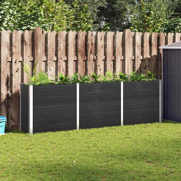 vidaXL Plantenbak verhoogd 300x50x91 cm HKC grijs, 100 cm of meer, Verzenden, Nieuw, 60 cm of meer