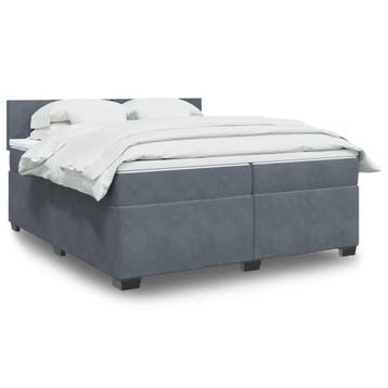 vidaXL Boxspring met matras fluweel donkergrijs 200x200 cm, Huis en Inrichting, Slaapkamer | Bedden, Verzenden, Overige maten