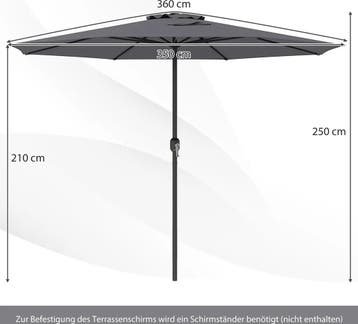 2dekans | Coast Tuinparasol 350 cm - Antraciet - Met Slinger, Ophalen of Verzenden, Zo goed als nieuw