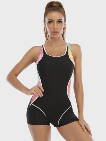 Sportief Patchwork Badpak met Broekje - Plus Size Dames, Verzenden, Nieuw