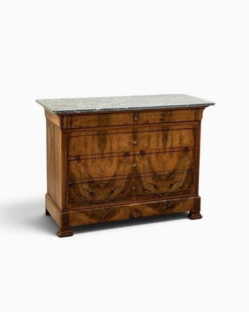 Ladekast - Louis Philippe commode - Grijs geaderd marmer,