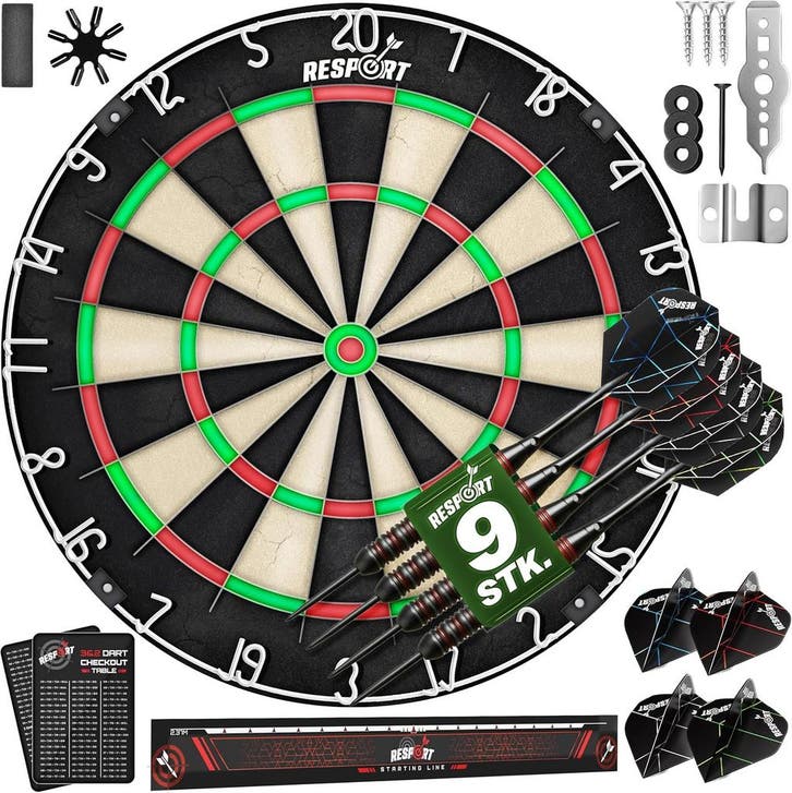 Dartboard - Met 9 Dartpijlen & Accessoires - Dartboard - RE:, Sport en Fitness, Darts, Zo goed als nieuw, Verzenden