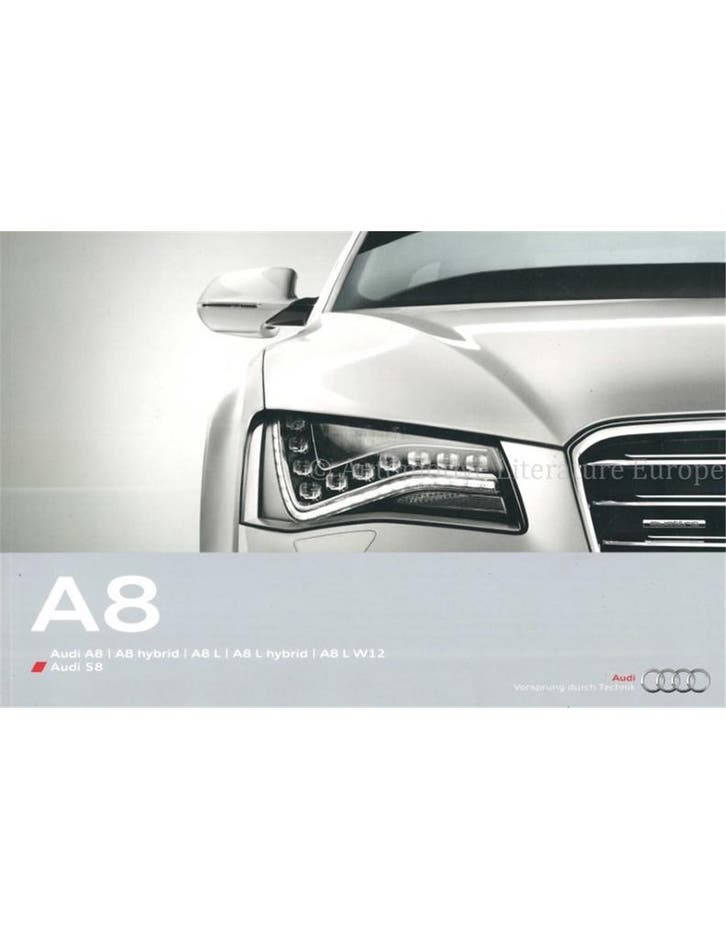 2012 AUDI A8 S8 HARDCOVER BROCHURE DUITS, Boeken, Auto's | Folders en Tijdschriften, Audi