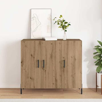 vidaXL Dressoir Artisan Eiken 90 x 34 x 80 cm Bewerkt hout, Verzenden, Nieuw, Overige houtsoorten, Minder dan 50 cm
