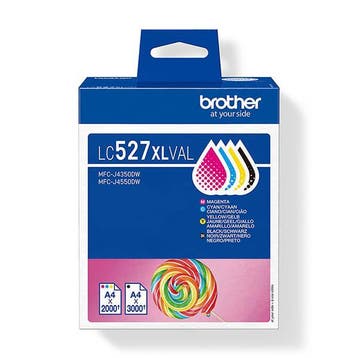 Brother LC-527XLVAL multipack zwart + 3 kleuren, Verzenden, Nieuw, Cartridge, Brother