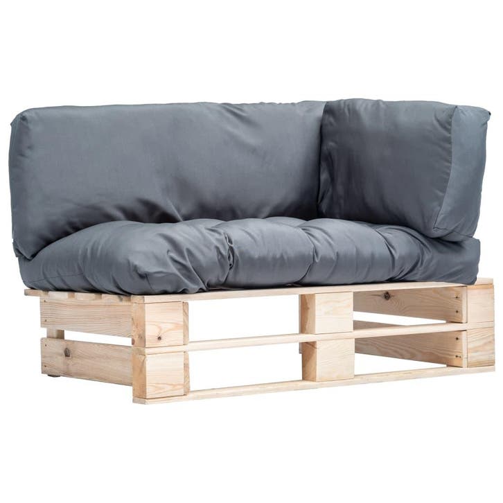 vidaXL Tuinbank pallet met grijze kussens grenenhout, Tuin en Terras, Tuinsets en Loungesets, Nieuw, Verzenden