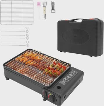 Draagbare Gas BBQ Grill & Camping Stoof met Grillnet en Draa, Verzenden, Nieuw