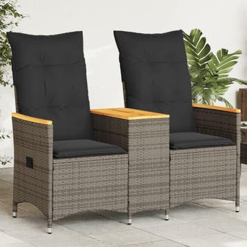 vidaXL Tuinbank 2-zits verstelbaar met tafel poly rattan, Tuin en Terras, Tuinsets en Loungesets, Verzenden, Nieuw