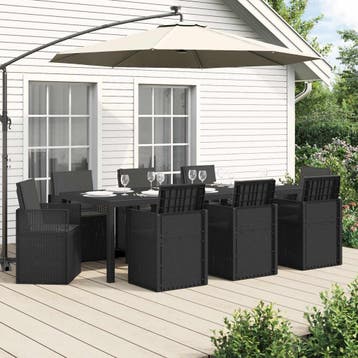 vidaXL Tuin eettafelset 9 st Antracietkleurig PP, Verzenden, Nieuw, Textileen, Meer dan 8 zitplaatsen