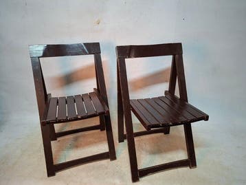 Klapstoel - Hout - 2x houtenklap stoel bruin