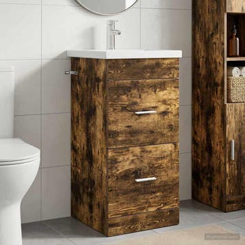 vidaXL Badkamermeubel met Wasbak Gerookt eiken 42 x 40 x, Verzenden, Nieuw