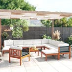 vidaXL 12-delige tuinloungeset met kussens crèmekleurig, Verzenden, Nieuw, Hardhout, Loungeset