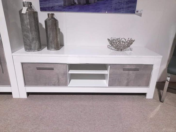 TV meubel Medium Marknesse Wit/Marmer - tv-meubels, Huis en Inrichting, Kasten | Buffetkasten, Nieuw, Overige materialen