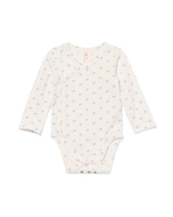 HEMA Baby meegroei overslagromper rib bloemen ecru, Verzenden, Nieuw