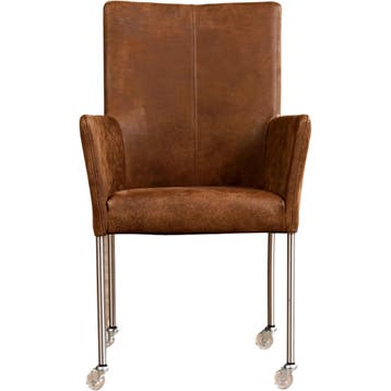 Set van 8 Leren eetkamerstoelen Comfort met wieltjes en, Huis en Inrichting, Stoelen, Ophalen of Verzenden, Nieuw, Leer, Vijf, Zes of meer stoelen