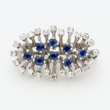 Broche - 14 karaat Witgoud Diamant (Natuurlijk)