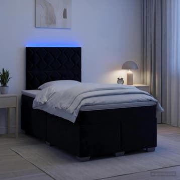 vidaXL Boxspringbed met matras Zwart 120 x 200 cm Fluweel, Verzenden, Zwart, Nieuw, Twijfelaar