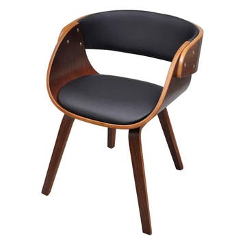 vidaXL Eetkamerstoel gebogen hout en kunstleer, Verzenden, Nieuw, Zwart