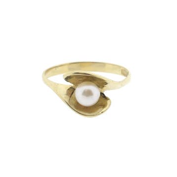 Vintage gouden ring met parel, Gebruikt, Ophalen of Verzenden, 17 tot 18, Met edelsteen