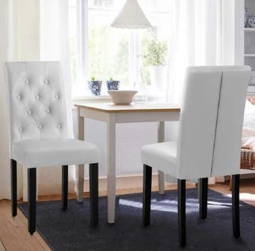 2dekans | Yaheetech Eetkamerstoelen Set van 2 - Wit - 45,5 x, Huis en Inrichting, Ophalen of Verzenden, Zo goed als nieuw, Wit