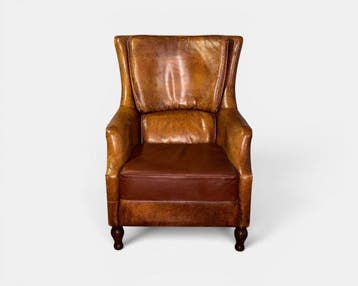 Fauteuil - Leder, Hout