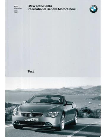 2004 BMW GENÈVE HARDCOVER PERSMAP ENGELS, Nieuw, BMW, Author
