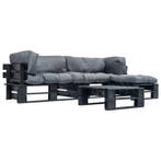 vidaXL 4-delige Loungeset pallet met grijze kussens hout, Verzenden, Nieuw, 4 zitplaatsen, Loungeset