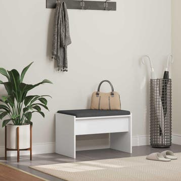 vidaXL Halbank met kussen Wit 63 x 38 x 40 cm, Verzenden, Nieuw