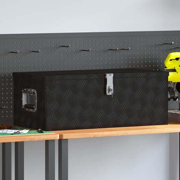 vidaXL Opbergbox 80x39x30 cm aluminium zwart, Verzenden, Nieuw