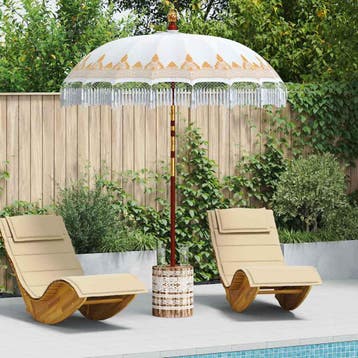 vidaXL Balinese parasol met basis Crèmekleurig 185 x 185 x, Verzenden, Nieuw, 1 tot 2 meter