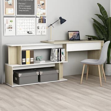 vidaXL Hoekbureau 200x50x76 cm bewerkt hout wit en sonoma, Huis en Inrichting, Bureaus, Verzenden, Nieuw