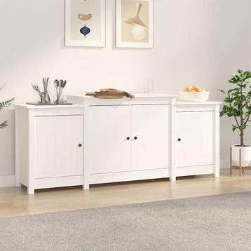 vidaXL Dressoir 164x37x68 cm massief grenenhout wit, Huis en Inrichting, Verzenden, Nieuw, Grenenhout, Minder dan 50 cm