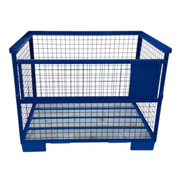 Gitterbox GB006 hout met staal nieuw blauw 1240x835x970mm
