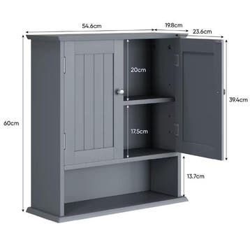 Badkamerkast Wandmontage – 2 Deuren en Open Planken Badkamer, Verzenden, Nieuw