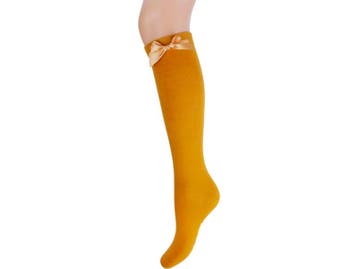 Meisjes Kniekous - Strikje - Oker, Verzenden, Nieuw