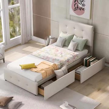 Gestoffeerd Kinderbed 90x200 cm met Twee Lades, Kinderen en Baby's, Kinderkamer | Bedden, Verzenden, Nieuw