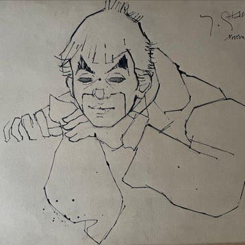 Yves Ganne (1931-2019) - Portrait de clown pensif (vendu, Antiek en Kunst