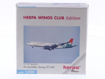 Schaal 1:500 Herpa 512053 Boeing 707-300 Air Seychelles H..., Ophalen of Verzenden, Zo goed als nieuw