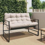 vidaXL Tuinbank met kussen 113 m staal taupe, Tuin en Terras, Tuinbanken, Verzenden, Nieuw, Metaal